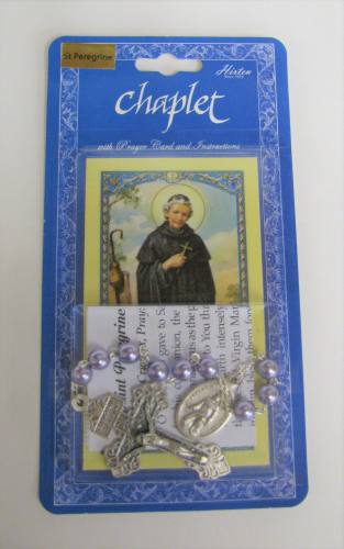 Chaplet Rosary St Peregrine Oxidized Silver Purple Beads
