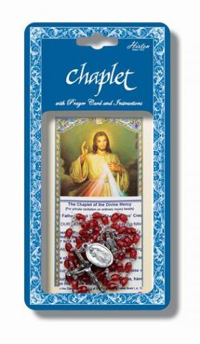 Chaplet Rosary Divine Mercy Oxidized Red Beads