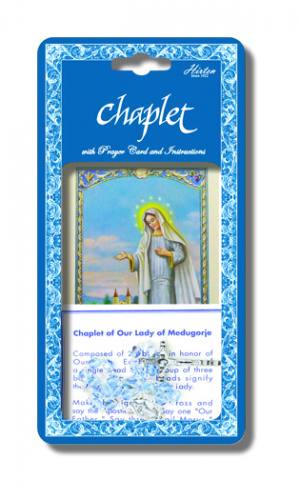 Chaplet Rosary Our Lady of Medjugorje Oxidized Silver Blue Beads