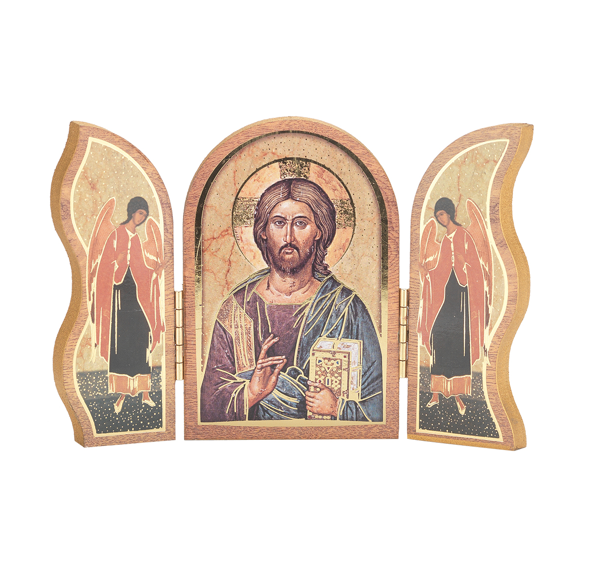 Triptych Christ All Knowing Natural Wood