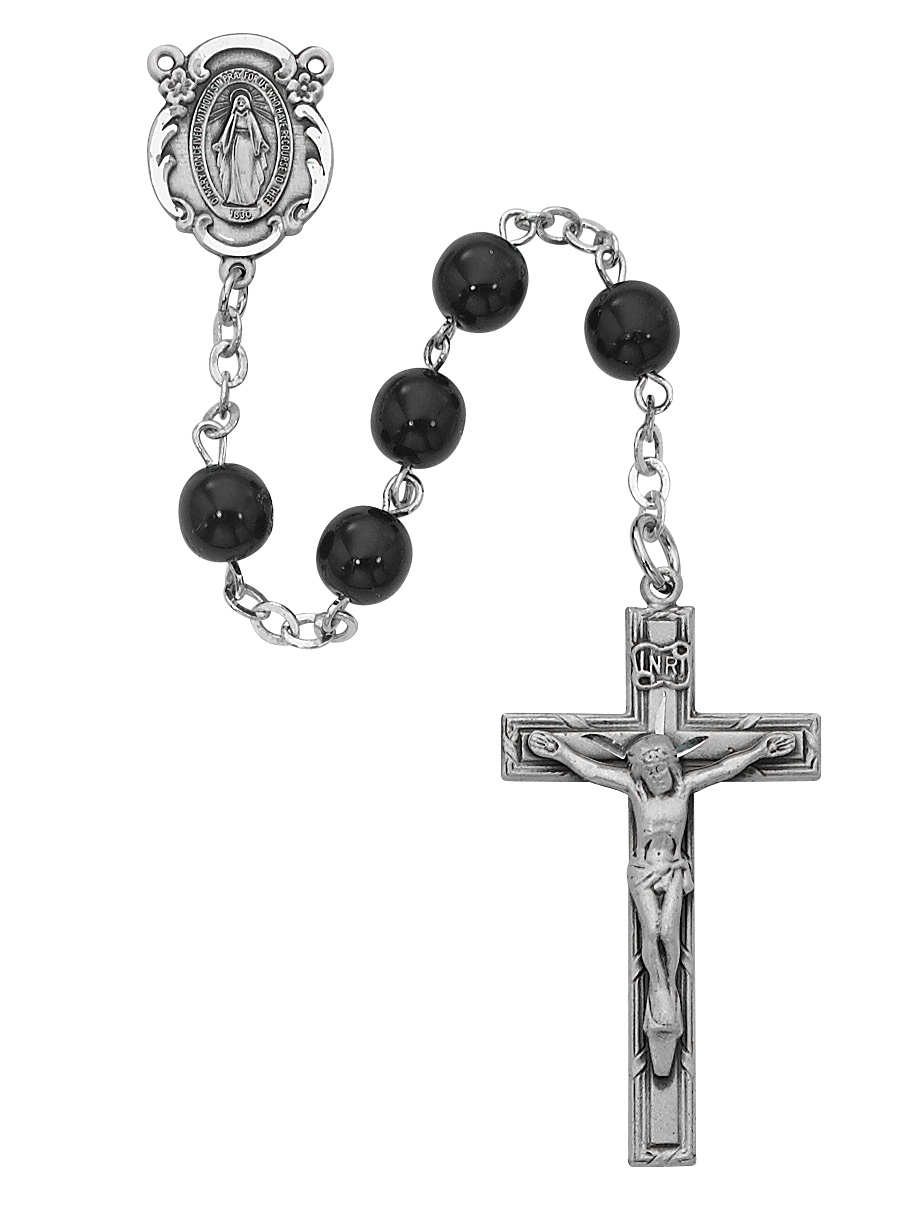 Black Miraculous Rosary Sterling Silver