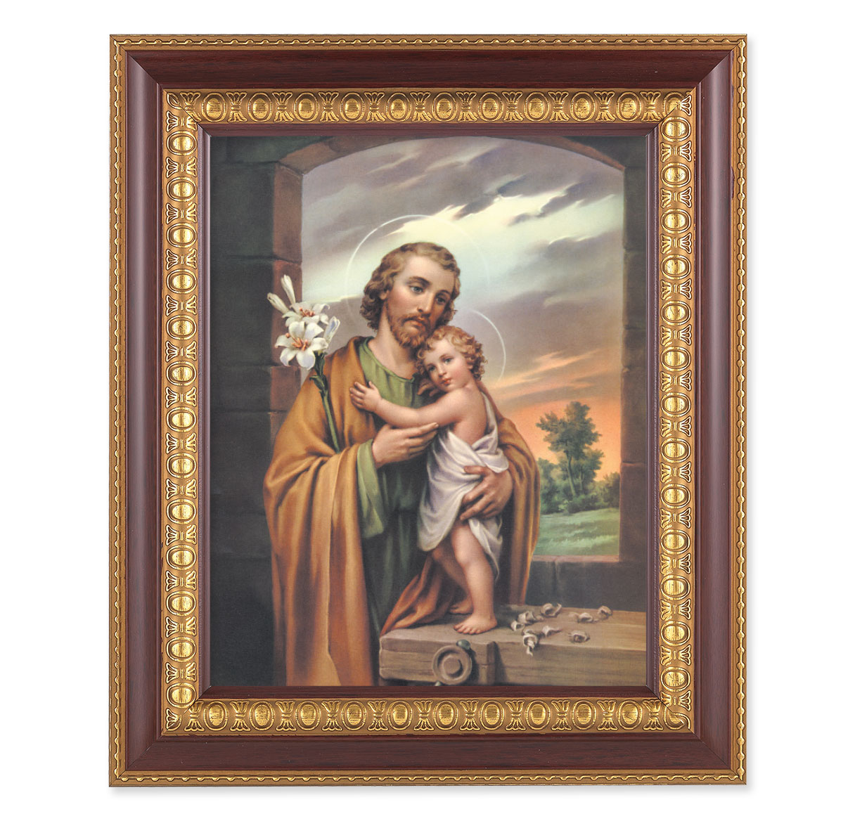 Print St. Joseph 8 x 10 inch Cherry Gold Framed