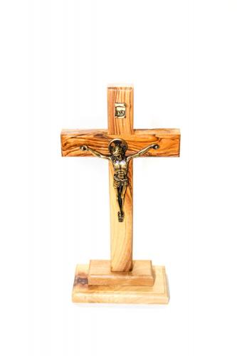 Crucifix Standing Olive Wood 7 Inch