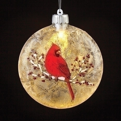 Ornament 5" Glass Cardinal Flat