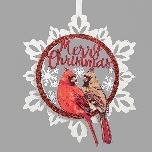 Ornament 5.5" Snowflake Cardinal