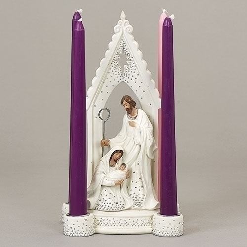 Advent Wreath 10" Holy Fam Silver