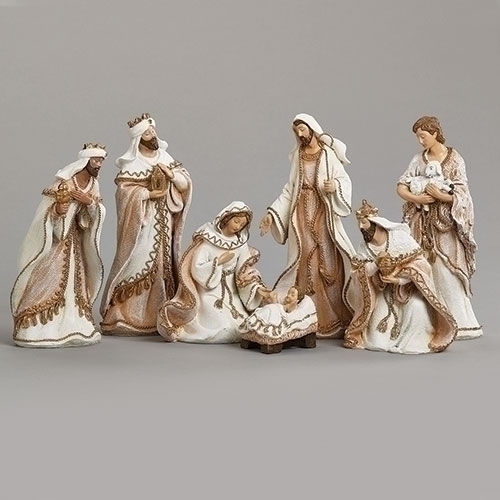 Nativity 7Pc 8.5" Woven Gold