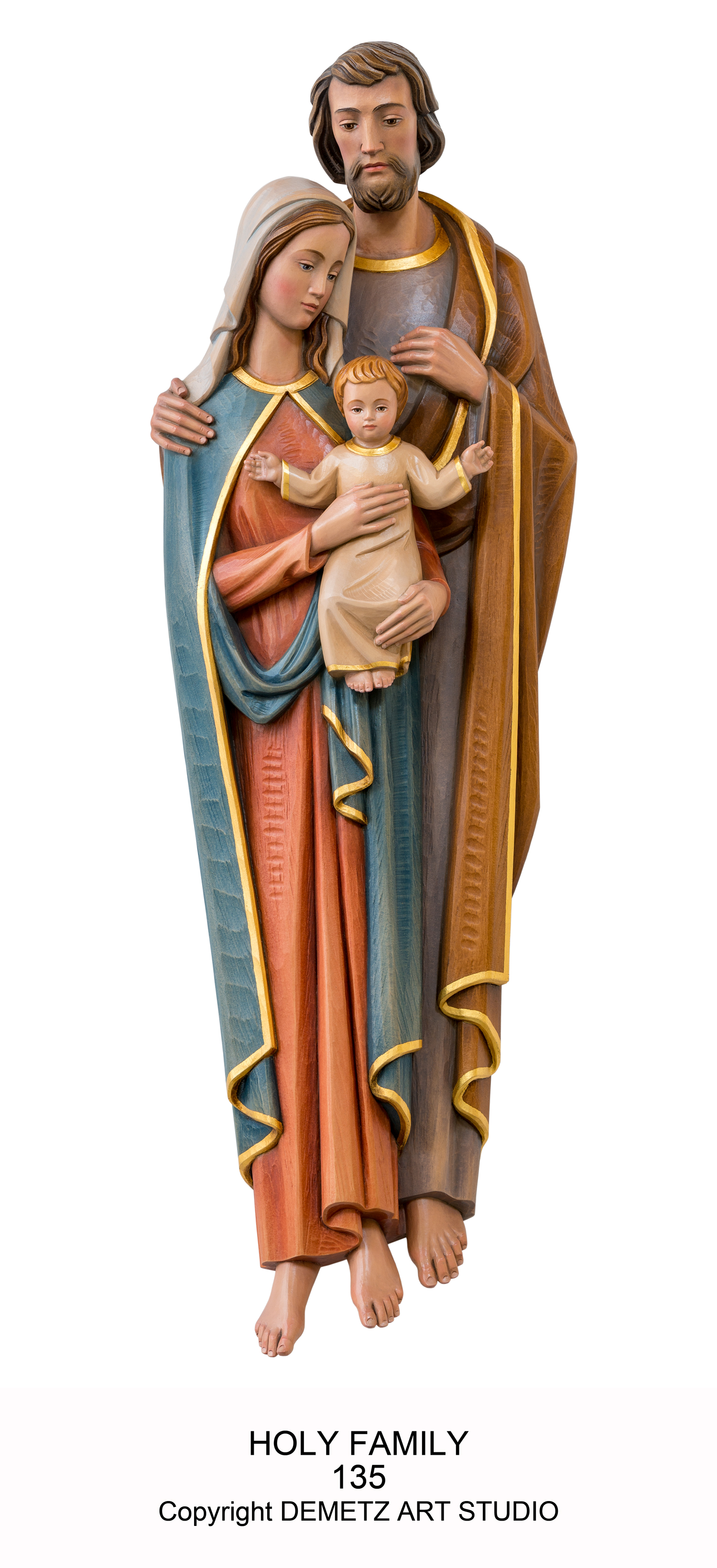 Statue Holy Family -3/4 Relief 30" Linden Wood