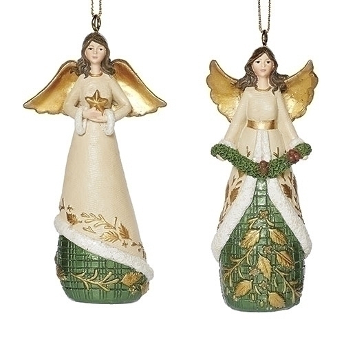 Ornament Angel Green Gold Leaf