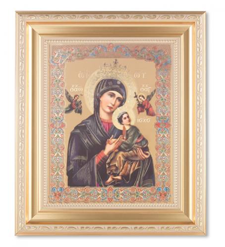 Print Mary Our Lady Perpetual Help 8 x 10 inch Gold Trim Framed