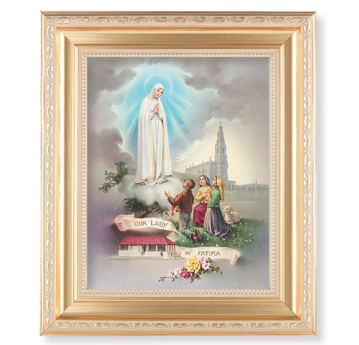 Print Our Lady of Fatima 8 x 10 inch Gold Framed
