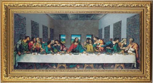 Print The Last Supper Da Vinci 14 x 26 inch Gold Wood Frame