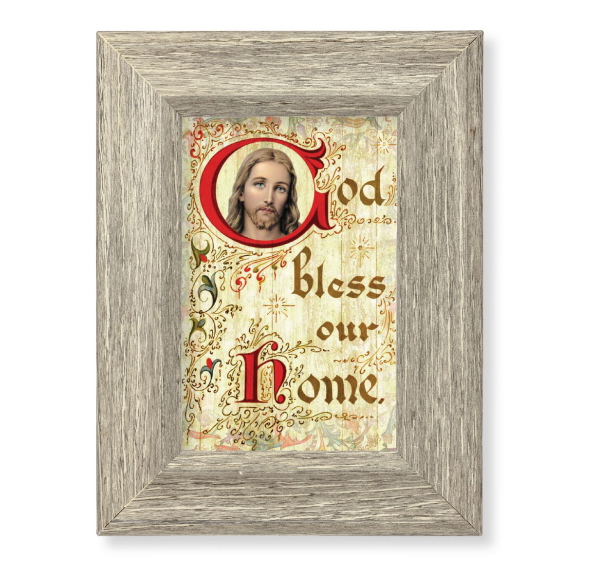 Print God Bless This Home 4 x 6 inch Gray Framed
