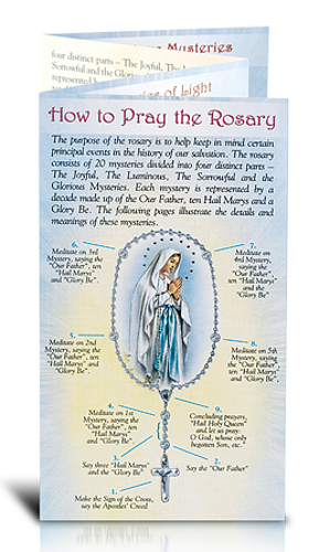 Pamphlet Pray the Rosary Quad-Fold Stamped Gloss
