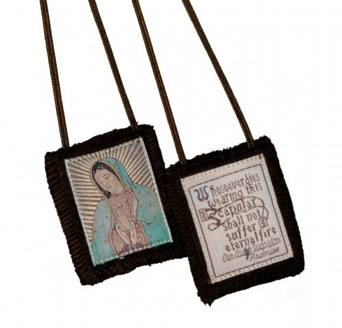 Scapular Brown Carmel Mary Our Lady of Guadalupe 100% Wool