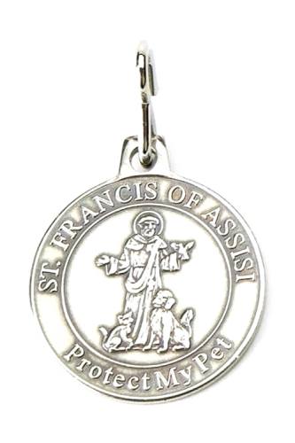 Pet Medal St. Francis Assisi 1.25 inch Large Oxidized Silver