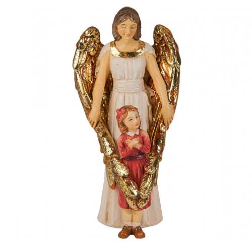 Statue Guardian Angel With Girl 4 inch Resin Painted Boxed