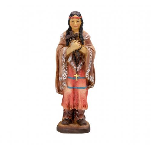 Statue St. Kateri Tekakwitha 4 inch Resin Painted Boxed