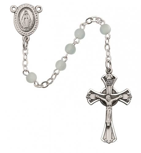 Rosary Baptism Miraculous Medal Sterling Silver Blue Beads