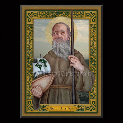 Gift Set Plaque and Holy Card St. Brendan the Navigator