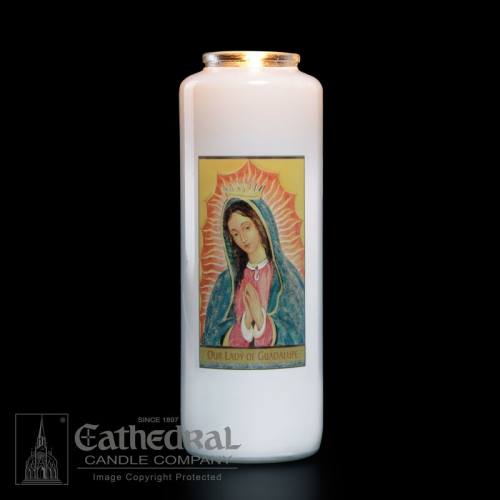 Our Lady of Guadalupe 6 Day Glass Bottle Candle