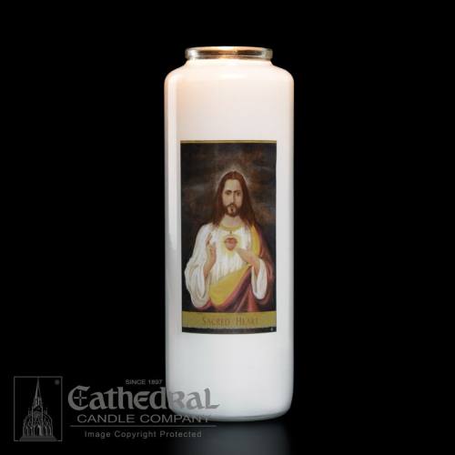 Sacred Heart of Jesus 6 Day Glass Bottle Candle