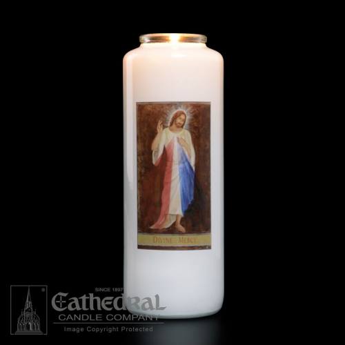 Divine Mercy 6 Day Glass Bottle Candle