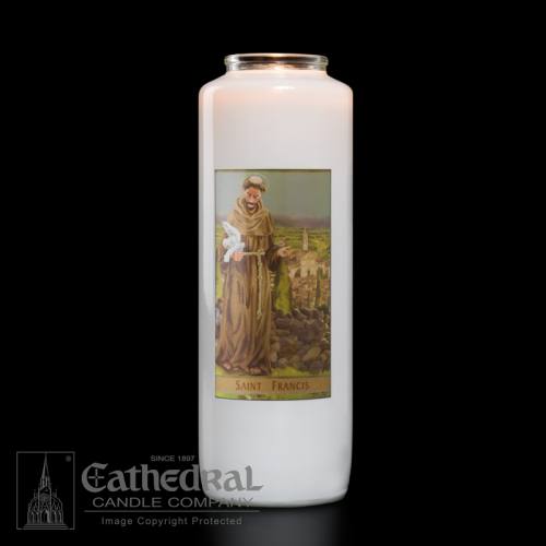 St. Francis 6 Day Glass Bottle Candle