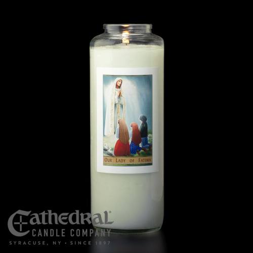 Our Lady of Fatima 6 Day Glass Bottle Candle