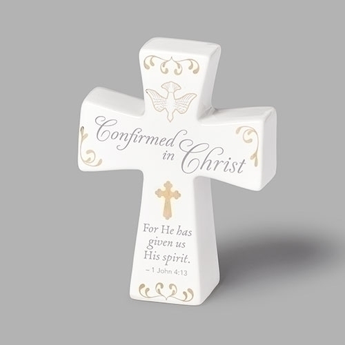 Confirmation Cross 4.5" Ceramic White