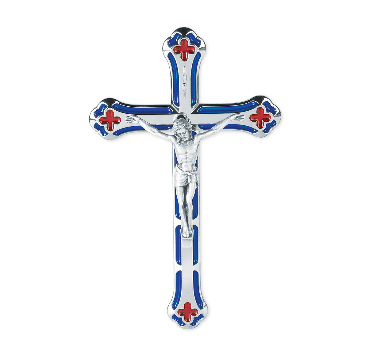 Crucifix Wall Silver with Red and Blue Epoxy