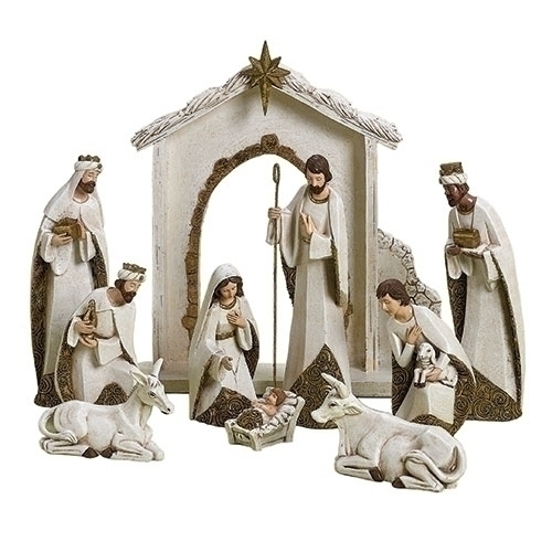 Nativity 10Pc 12" Ivory/Gold