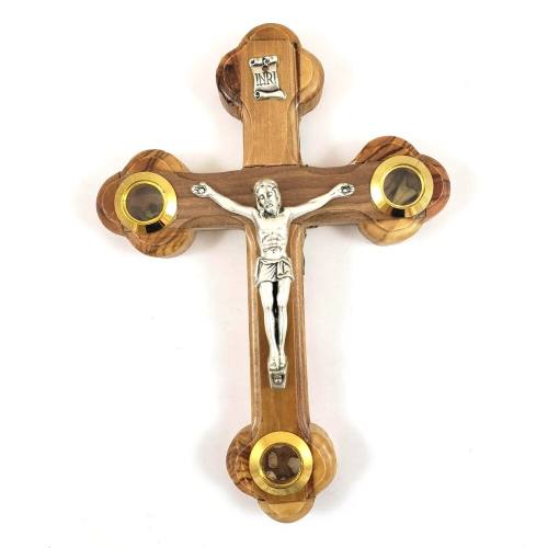 Crucifix Wall Olive Wood With Inserts 5.25 Inch