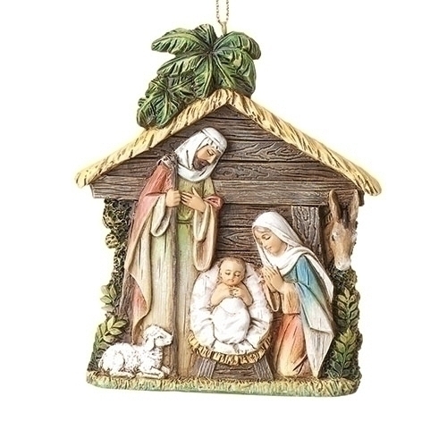 Ornament 4" Holy Family Stable