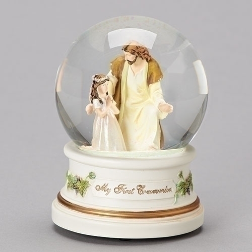 First Communion Glitter Dome Musical Girl Lord's Prayer