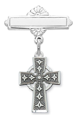 Cross Pin Baptism Baby Celtic 1/2 inch Sterling Silver