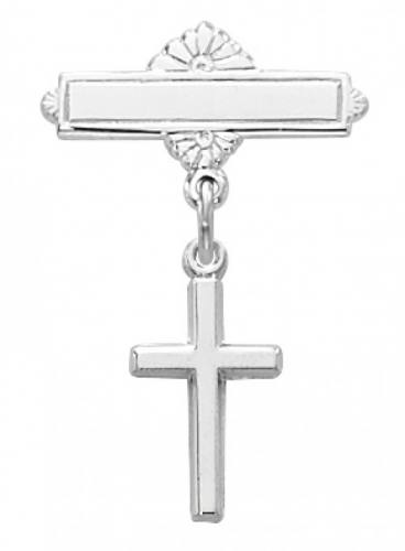 Cross Pin Baptism Baby Simple 1/2 inch Sterling Silver