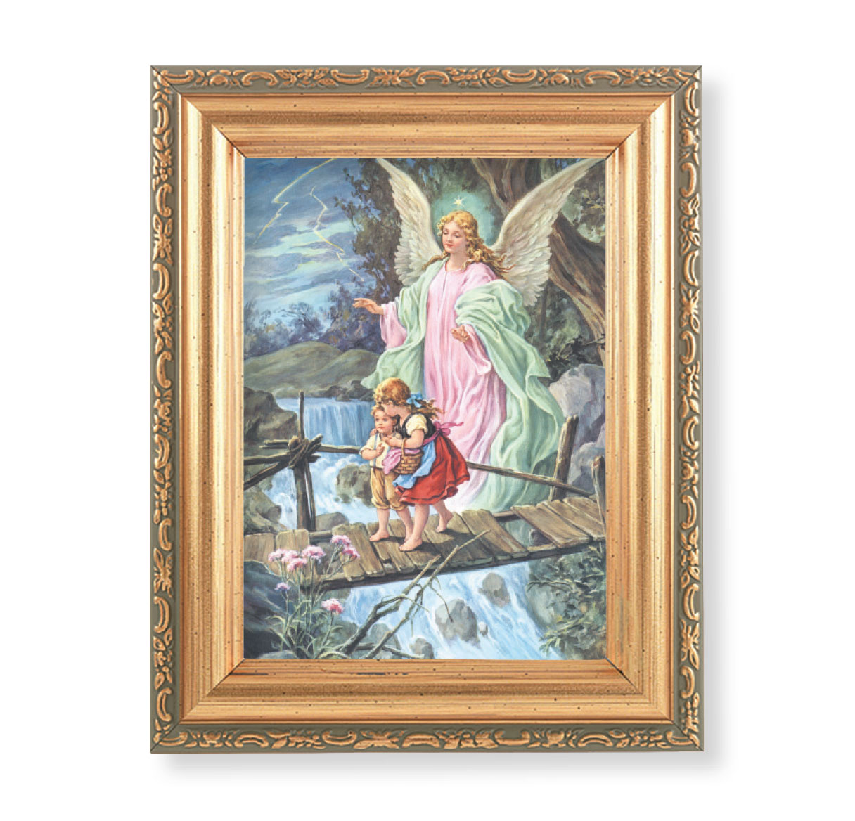 Print Guardian Angel 4.5 x 6.5 inch Gold Framed