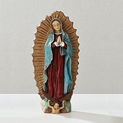 Statue Mary Our Lady Guadalupe 3.5 inch Resin Painted Boxed