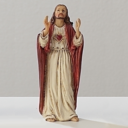 Statue Jesus Sacred Heart 3.5 inch Resin Painted Boxed