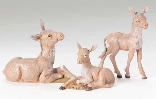 Fontanini 5" Scale Nativity Donkey Family 3 Pieces