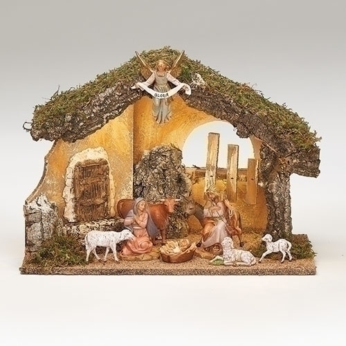 Fontanini 5" Scale Nativity Stable 9 Pc Led