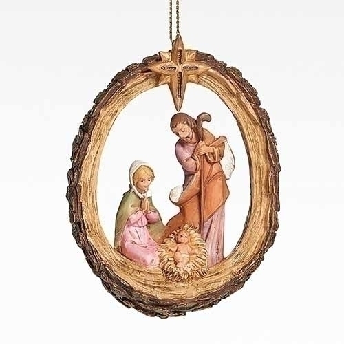 Ornament 4" Holy Fam with Gold Accents