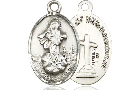 Mary Necklace Mary Our Lady Medjugorje 7/8 inch Sterling Silver