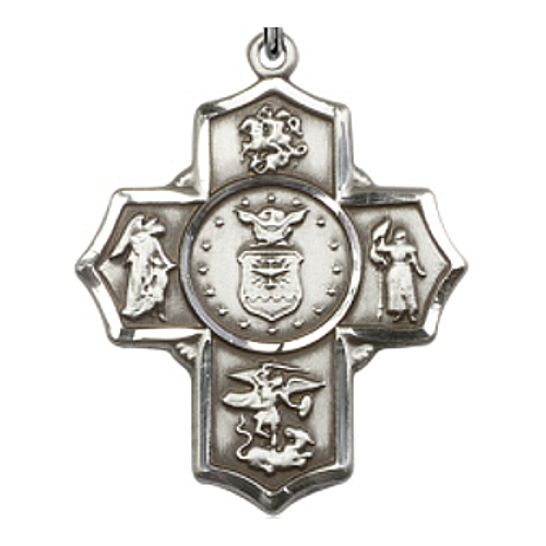 Four Way Medal Military US Air Force 1-5/8 in St. Silver Pendant