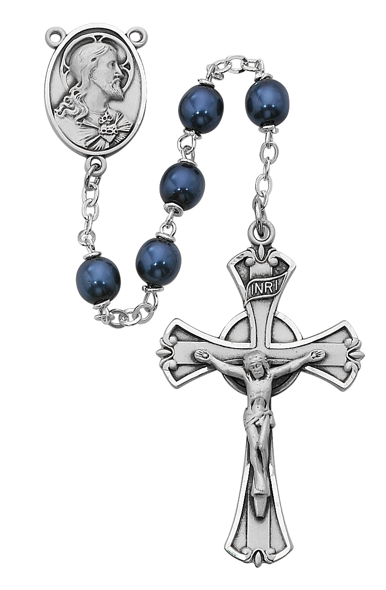 Blue metallic Rosary Sterling Silver