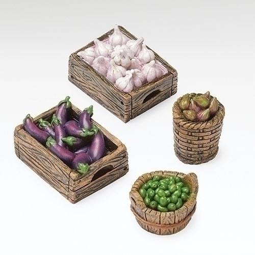 Fontanini 5" Scale Baskets & Crates 4Pc Produce