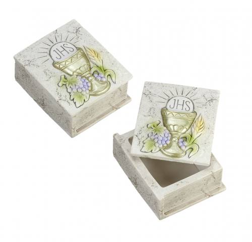 Rosary Box First Communion Chalice Bible Resin
