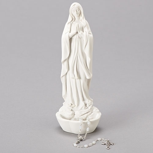 Rosary Holder 8" White Madonna