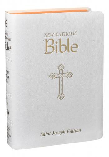 New Catholic Bible St. Joseph Regular Print Im Leather White